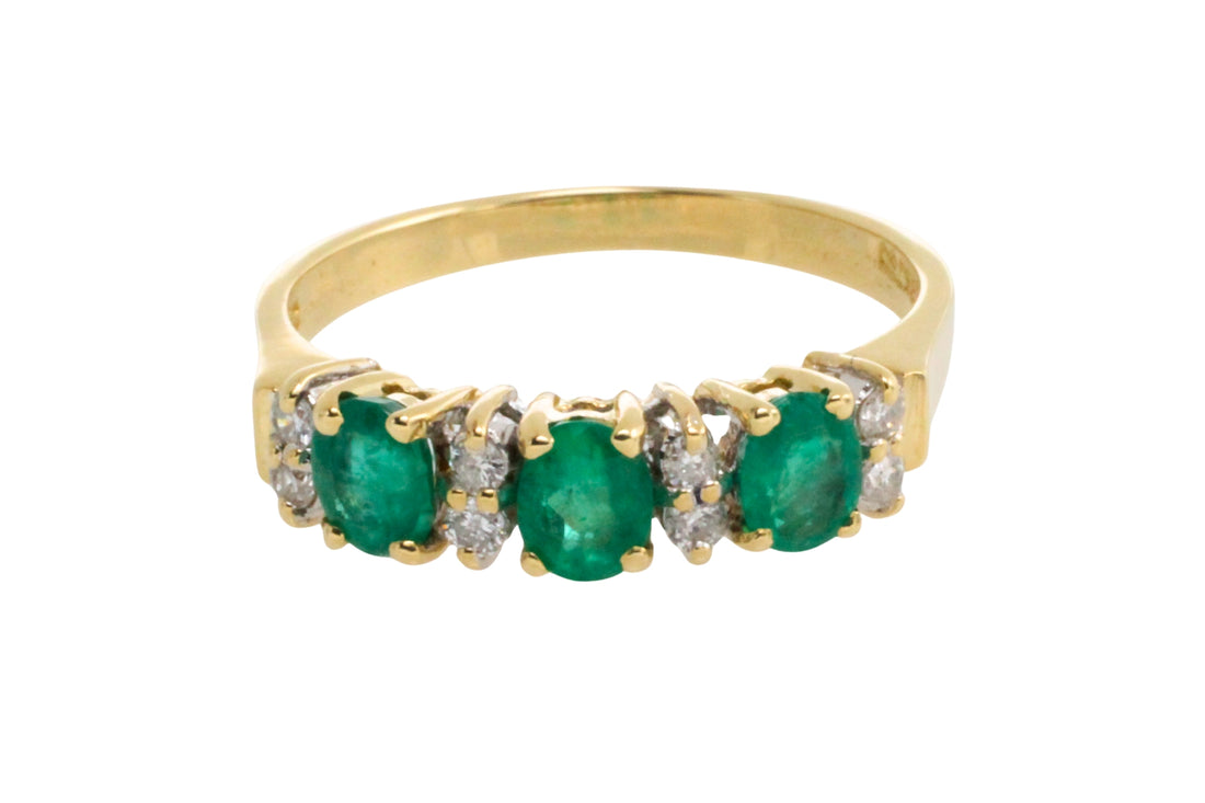 Emerald and diamond ring in 18 carat gold-Vintage Rings-The Antique Ring Shop