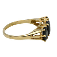 Peacock sapphire and diamond ring in 18 carat gold