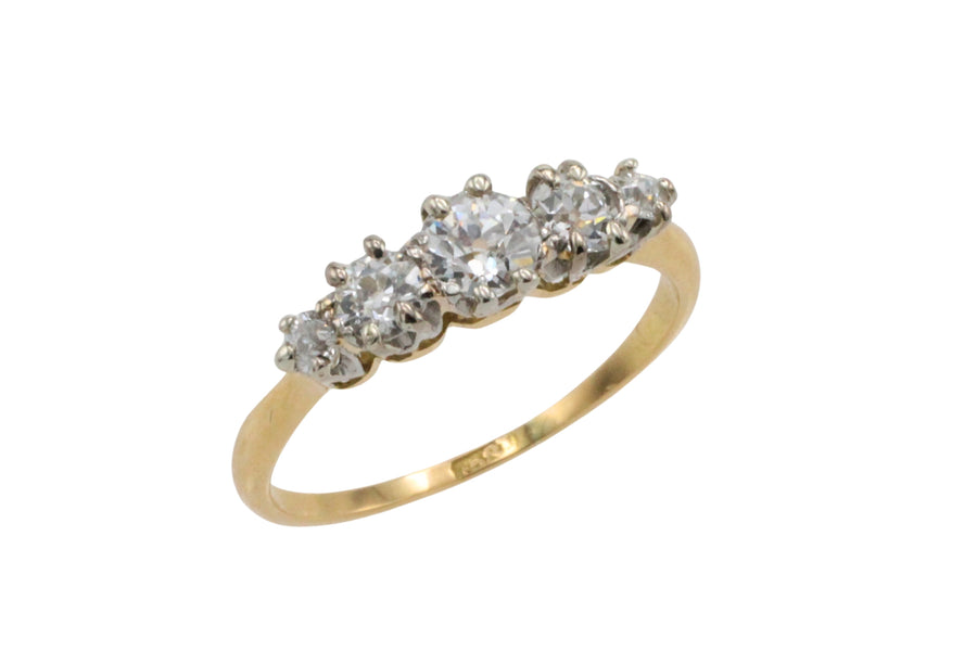 Edwardian old European cut diamond ring in 18 carat gold-Antique rings-The Antique Ring Shop