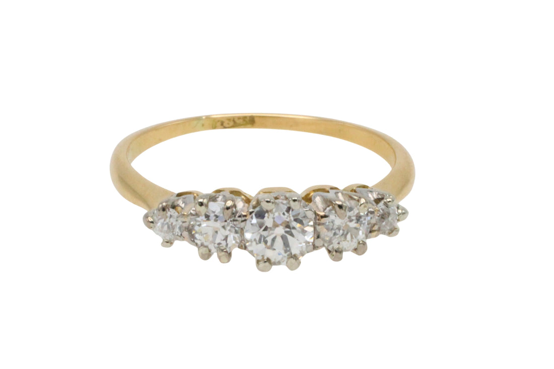 Edwardian old European cut diamond ring in 18 carat gold-Antique rings-The Antique Ring Shop