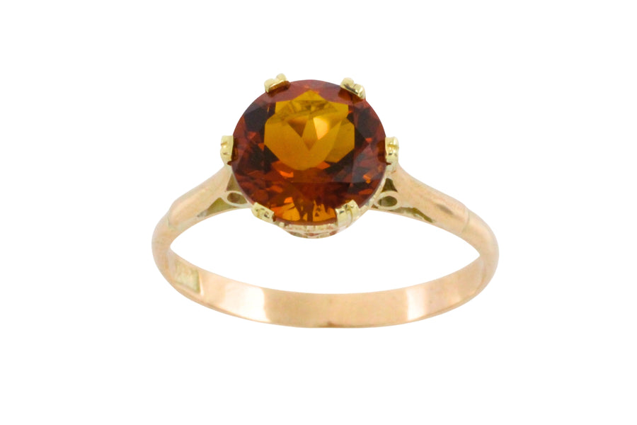 Madeira cutrine solitaire ring-Vintage Rings-The Antique Ring Shop