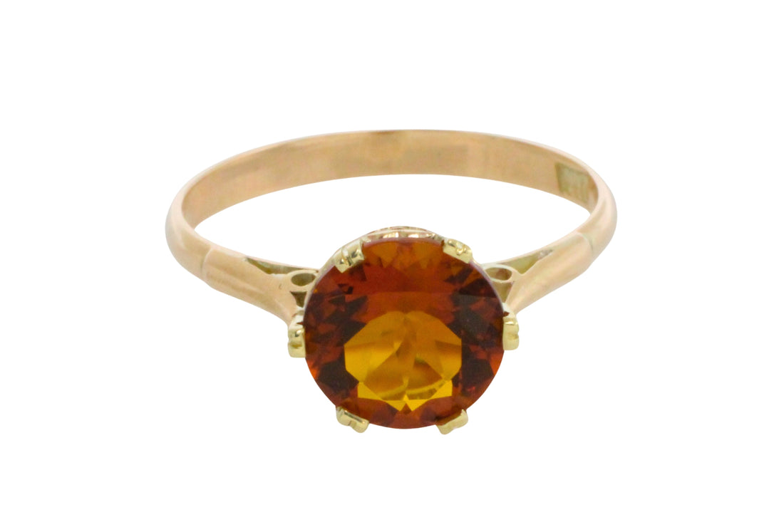 Madeira cutrine solitaire ring-Vintage Rings-The Antique Ring Shop