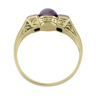 Cabochon amethyst ring with diamonds