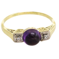 Cabochon amethyst ring with diamonds