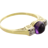 Cabochon amethyst ring with diamonds
