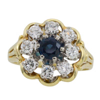 Vintage sapphire and diamond cluster ring