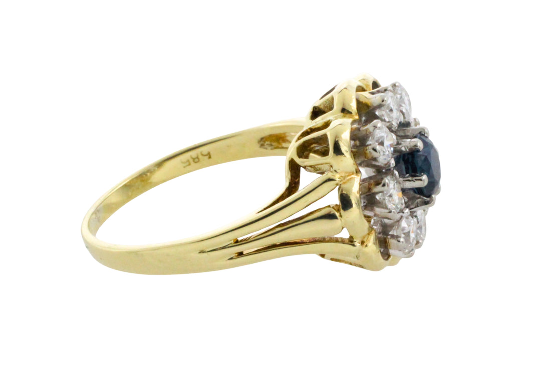 Vintage sapphire and diamond cluster ring