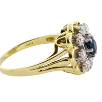 Vintage sapphire and diamond cluster ring