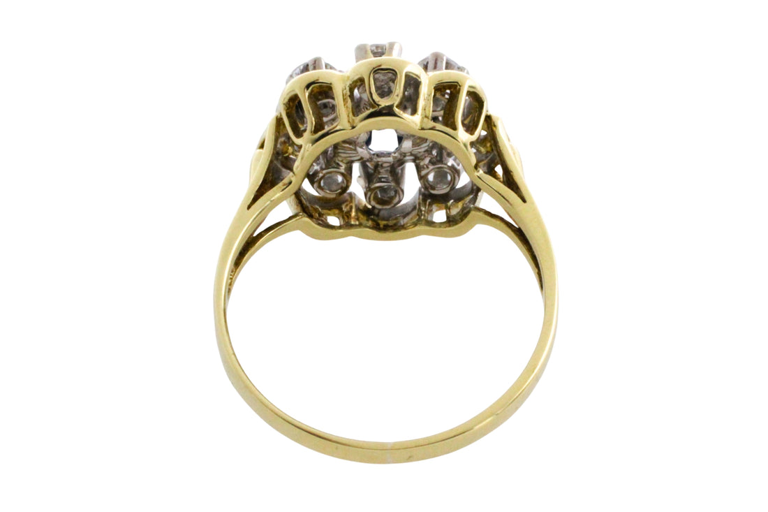 Vintage sapphire and diamond cluster ring