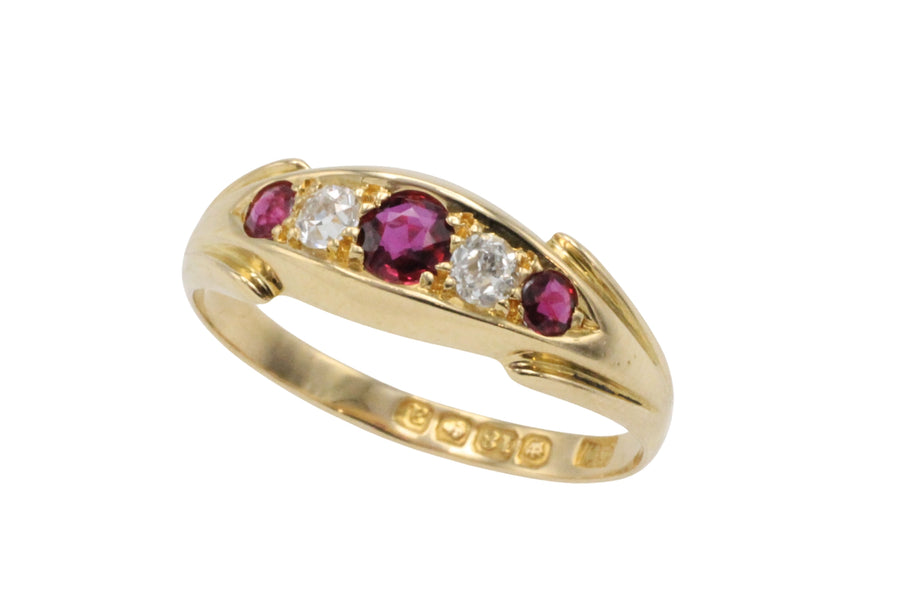 Victorian ruby and diamond ring from 1900-Antique rings-The Antique Ring Shop