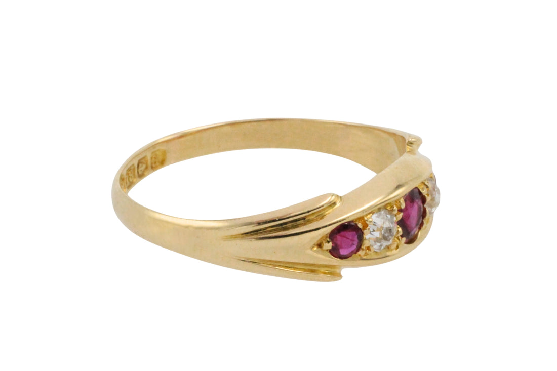 Victorian ruby and diamond ring from 1900-Antique rings-The Antique Ring Shop