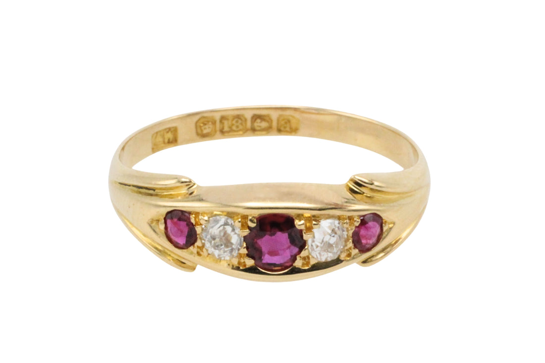 Victorian ruby and diamond ring from 1900-Antique rings-The Antique Ring Shop