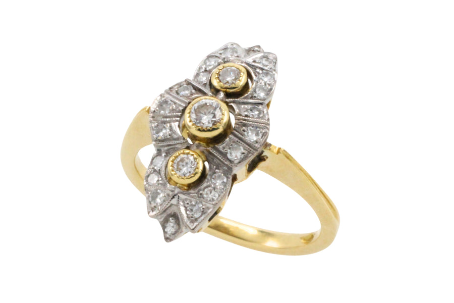 18 carat navette shaped diamond ring