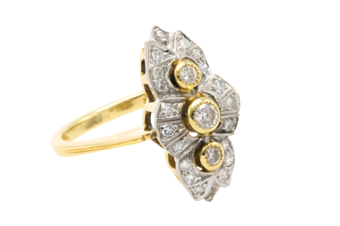 18 carat navette shaped diamond ring