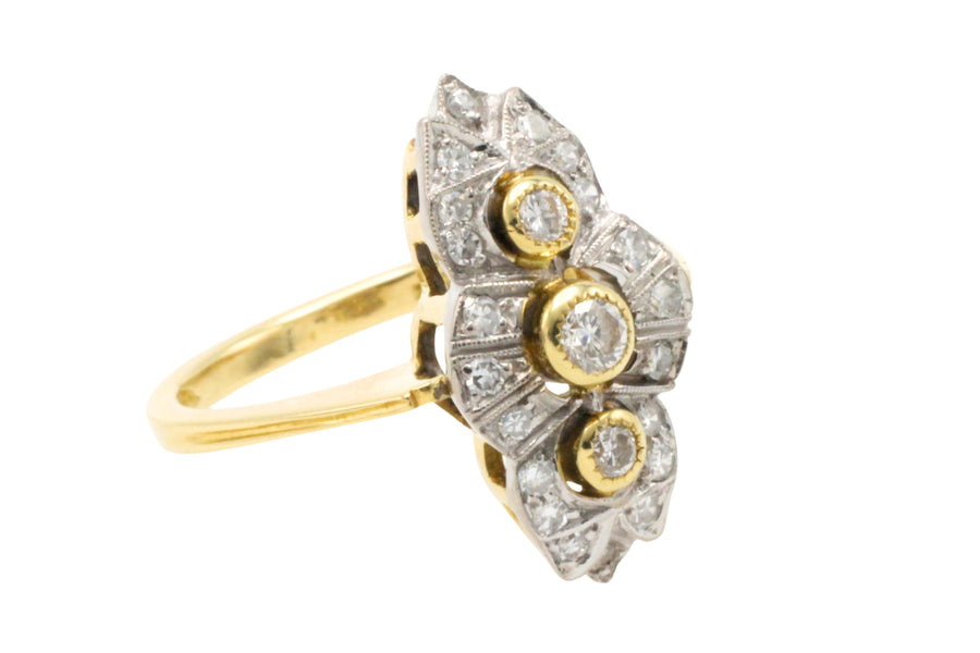 18 carat navette shaped diamond ring