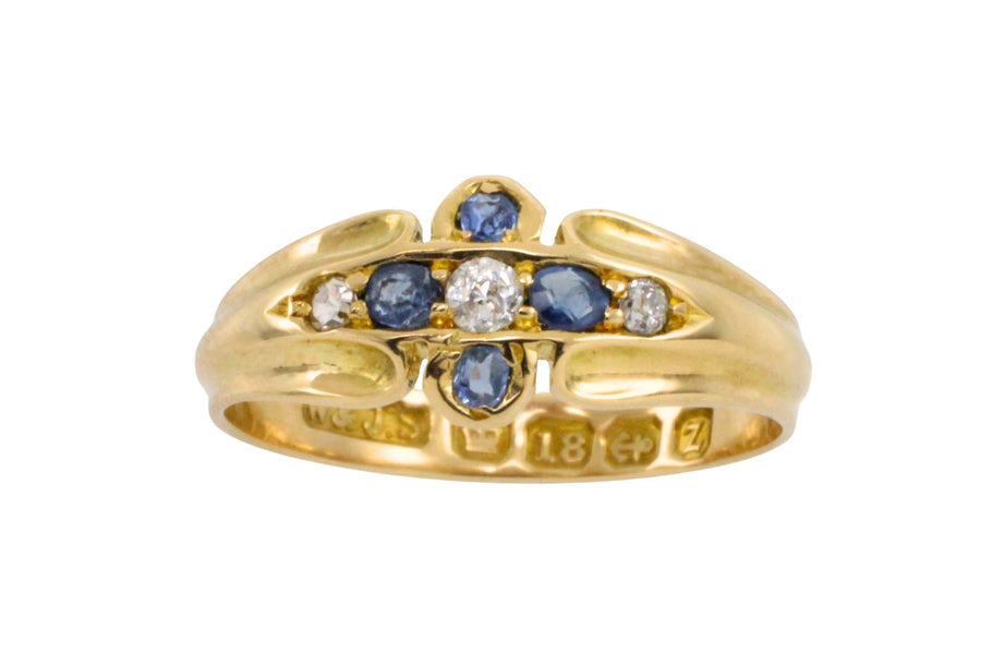 Victorian sapphire and diamond ring from 1899