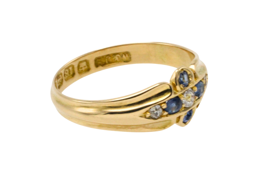 Victorian sapphire and diamond ring from 1899