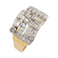 Art Deco single and baguette cut diamond ring-Vintage Rings-The Antique Ring Shop