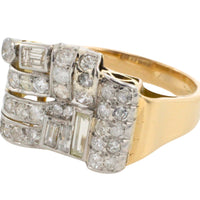 Art Deco single and baguette cut diamond ring-Vintage Rings-The Antique Ring Shop
