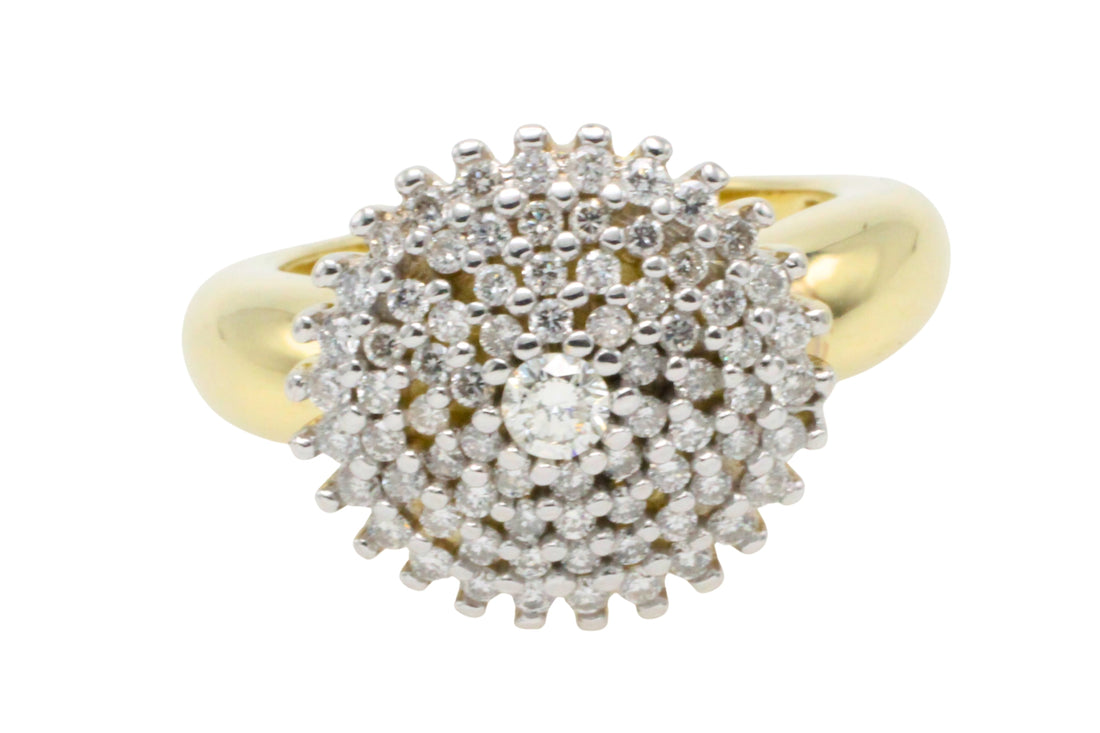 Diamond cluster ring in 14 carat gold-engagement rings-The Antique Ring Shop