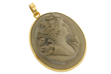 Lava Cameo in 18 carat gold-Pendants-The Antique Ring Shop