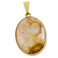 Cabochon quartz pendant in 14 carat gold-Pendants-The Antique Ring Shop