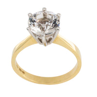 Gold solitaire ring with rock crystal stone-engagement rings-The Antique Ring Shop
