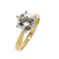 Gold solitaire ring with rock crystal stone-engagement rings-The Antique Ring Shop