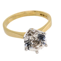 Gold solitaire ring with rock crystal stone-engagement rings-The Antique Ring Shop