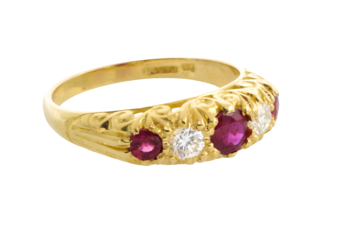 Vintage ruby and diamond ring-Vintage Rings-The Antique Ring Shop