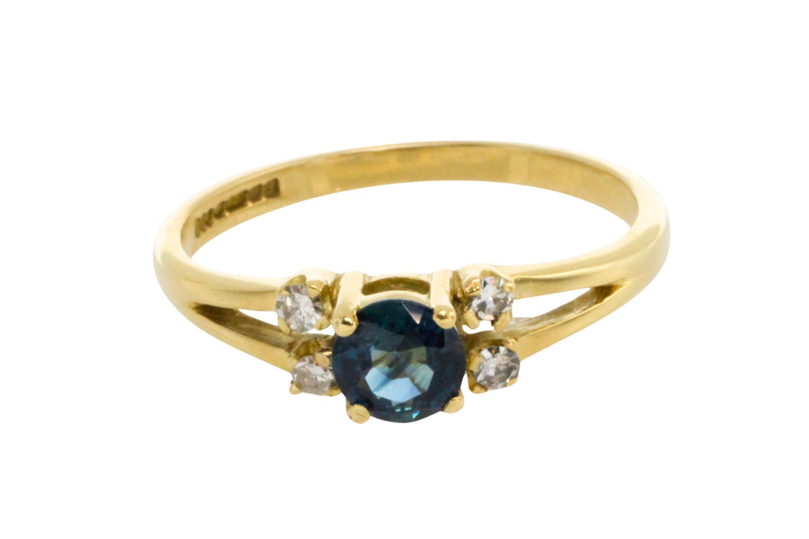 Vintage sapphire and diamond ring-engagement rings-The Antique Ring Shop