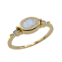 Labradorite and diamond ring in 14 carat gold-Vintage Rings-The Antique Ring Shop