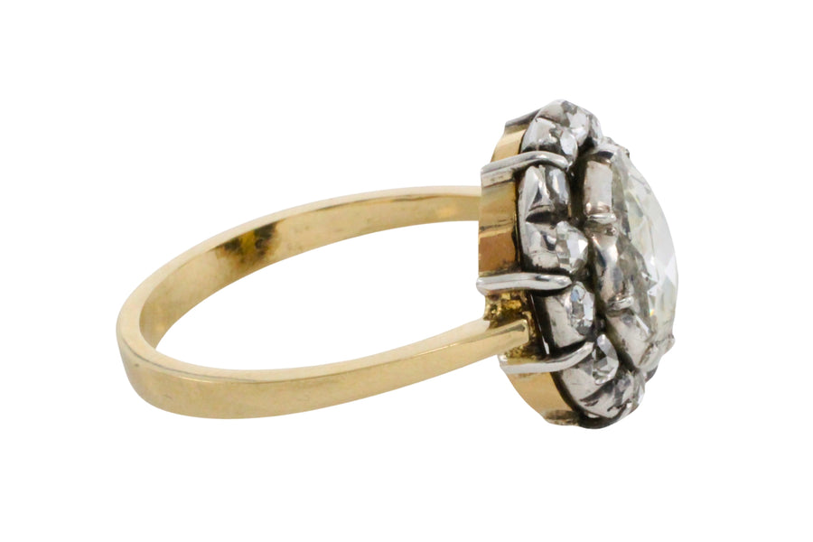 Vintage rose diamond ring in 14 carat gold and silver-engagement rings-The Antique Ring Shop