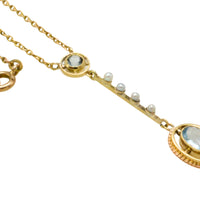 Vintage aquamarine and pearl collier-Pendants-The Antique Ring Shop