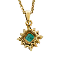 Emerald and diamond pendant in 14 carat gold-Pendants-The Antique Ring Shop