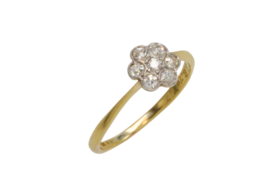 Antique old cut diamond cluster ring-Antique rings-The Antique Ring Shop