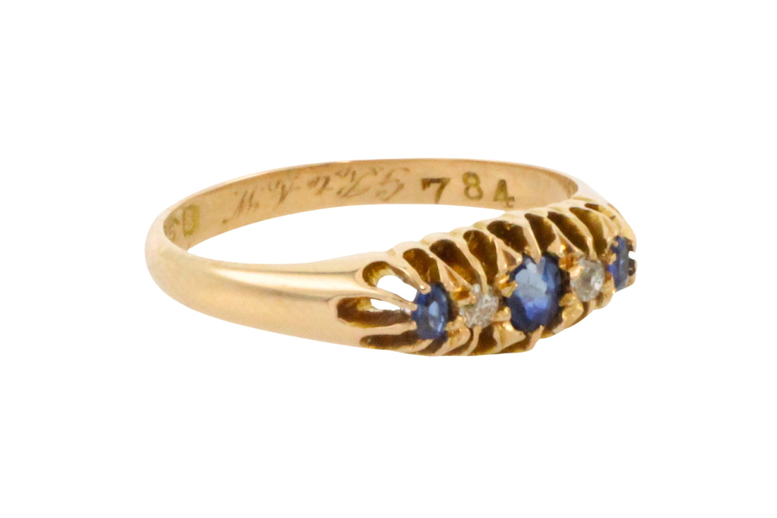 Edwardian sapphire and diamond ring from 1905-Antique rings-The Antique Ring Shop