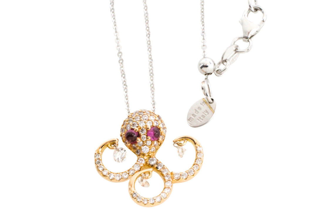Ponte Vecchio Gioielli diamond and ruby octopus pendant-Pendants-The Antique Ring Shop