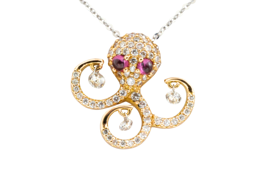 Ponte Vecchio Gioielli diamond and ruby octopus pendant-Pendants-The Antique Ring Shop
