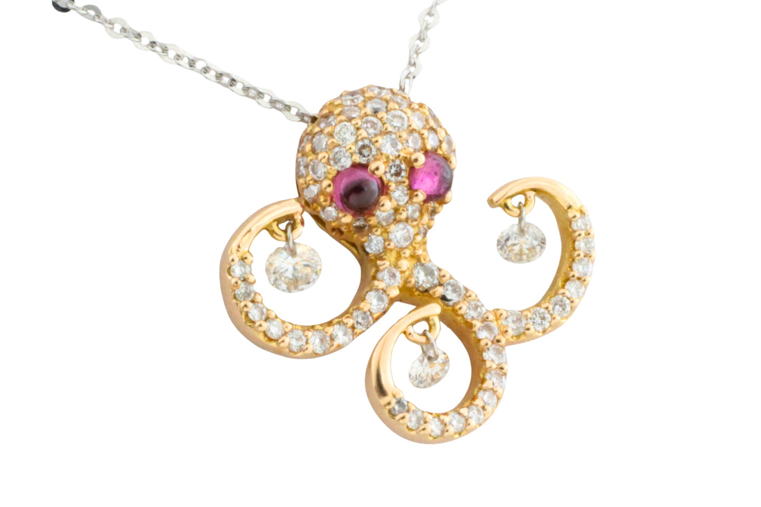 Ponte Vecchio Gioielli diamond and ruby octopus pendant-Pendants-The Antique Ring Shop
