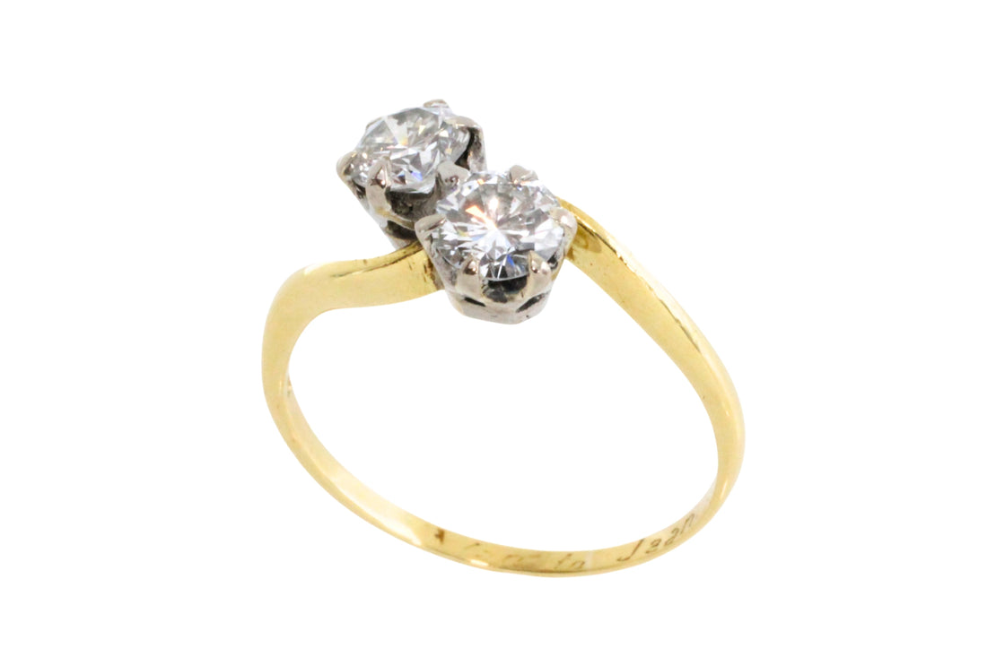 Vintage Toi et Moi diamond ring-engagement rings-The Antique Ring Shop