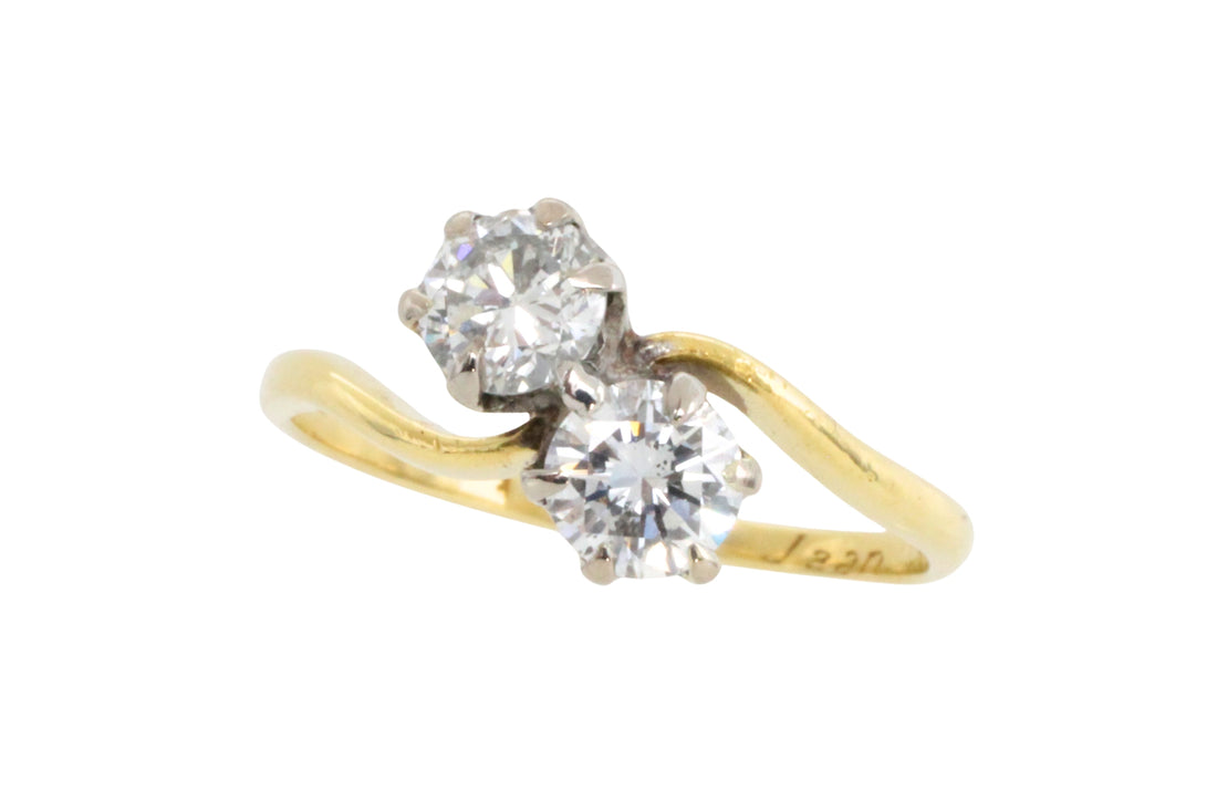 Vintage Toi et Moi diamond ring-engagement rings-The Antique Ring Shop