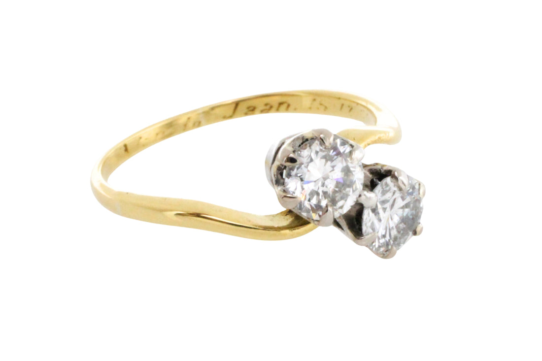 Vintage Toi et Moi diamond ring-engagement rings-The Antique Ring Shop