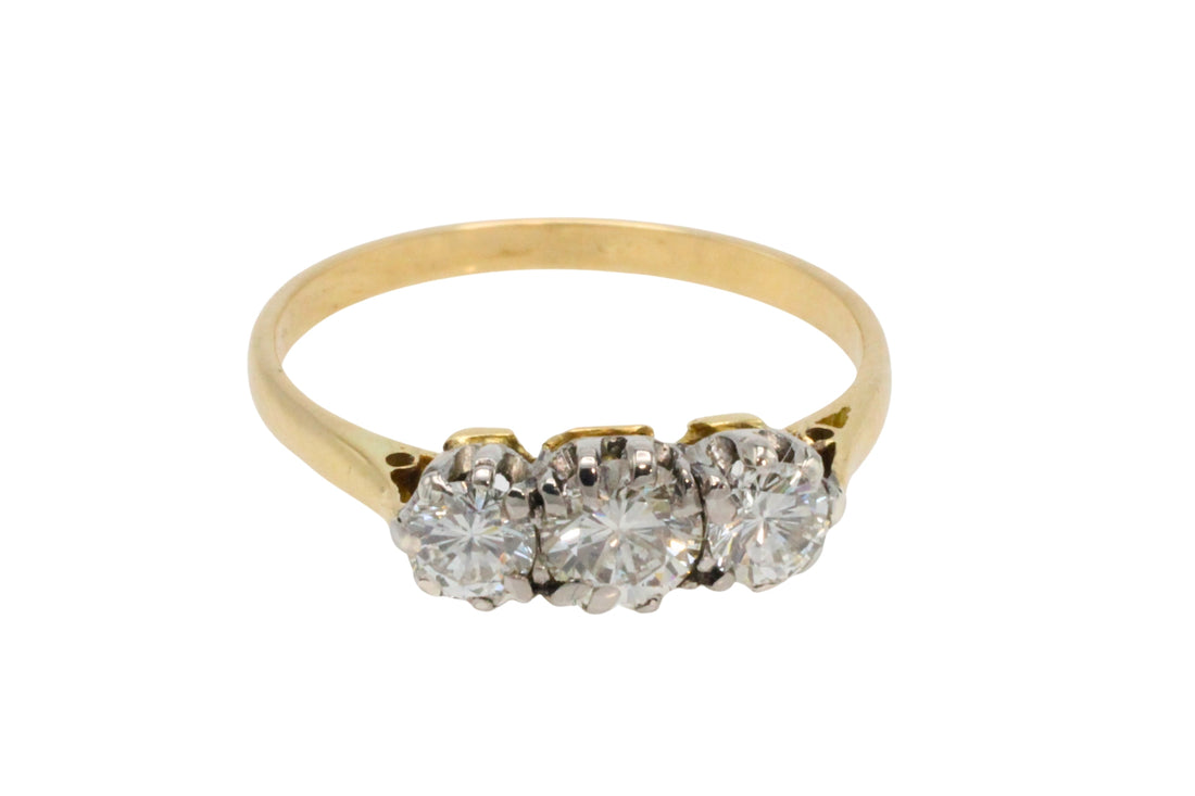 A vintage three stone ring in 18 carat gold-Vintage Rings-The Antique Ring Shop