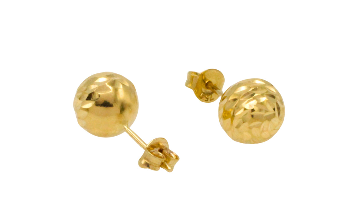 18 carat gold sphere stud earrings-Earrings-The Antique Ring Shop