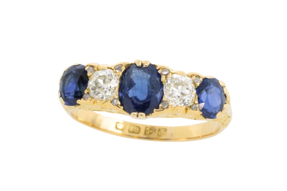 Edwardian sapphire and old mine cut diamond from 1906-Antique rings-The Antique Ring Shop