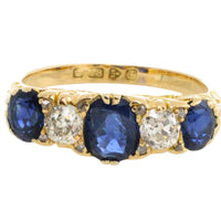 Edwardian sapphire and old mine cut diamond from 1906-Antique rings-The Antique Ring Shop