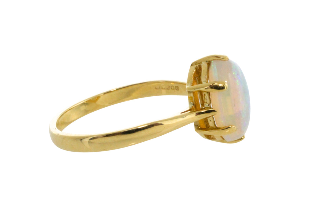 Cabochon opal ring in 18 carat gold-Vintage Rings-The Antique Ring Shop