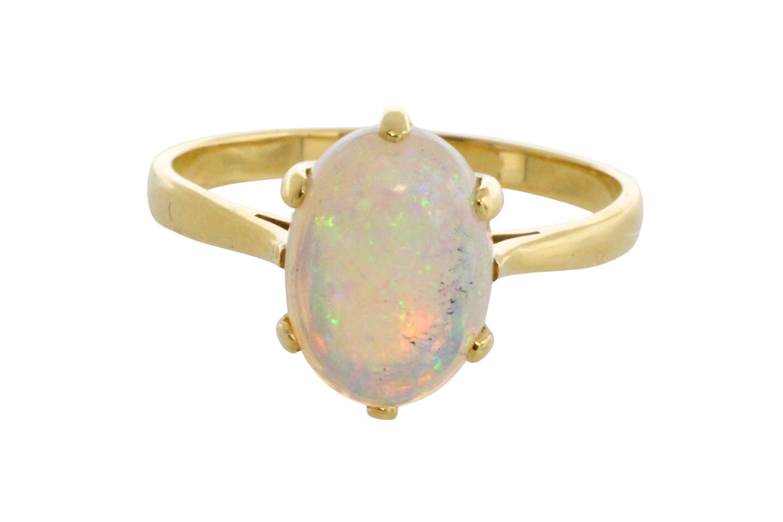Cabochon opal ring in 18 carat gold-Vintage Rings-The Antique Ring Shop
