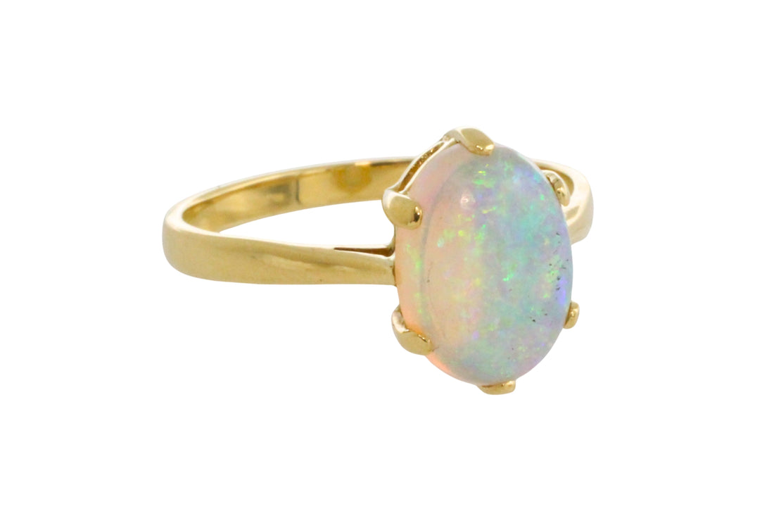 Cabochon opal ring in 18 carat gold-Vintage Rings-The Antique Ring Shop